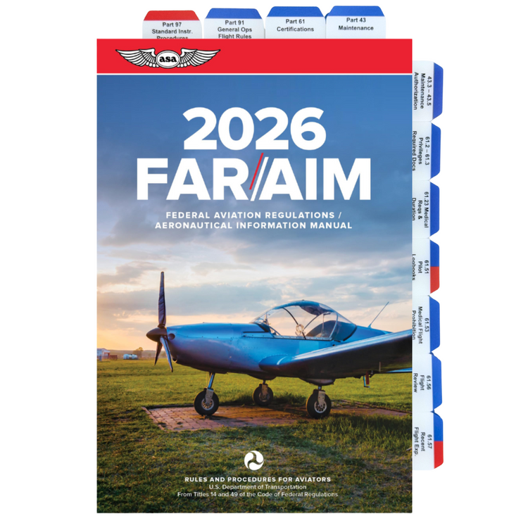 2026 ASA Pre-Tabbed FAR/AIM for Private Pilot, Instrument, Commercial, and Instructor