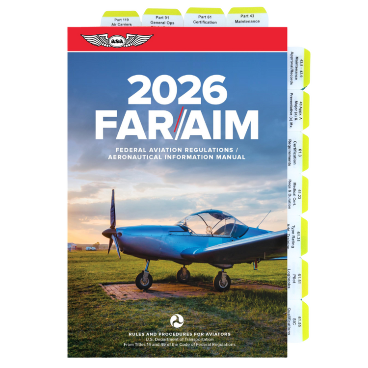 2026 ASA Pre-Tabbed FAR/AIM for Private Pilot, Instrument, Commercial, and Instructor