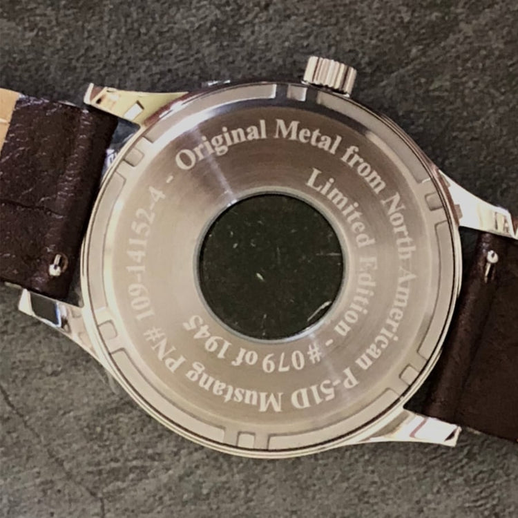 P-51 Mustang Tribute - Polished Finish, Beige Dial, Brown Leather Band