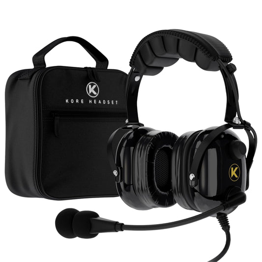 Kore Aviation KA-1 General Aviation Headset (Mono & Stereo) with Headset Bag - Dual GA Plugs