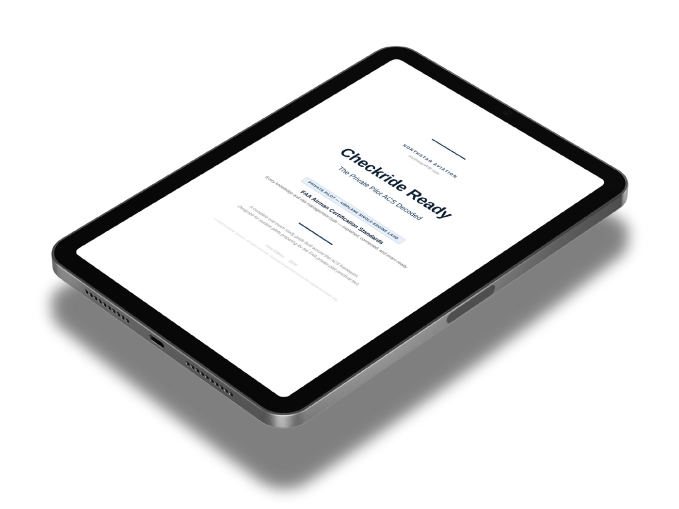 Checkride Ready ACS Study Guide shown on a tablet